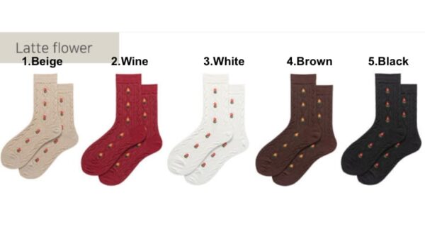 LATTE FLOWER KNIT SOCKS [#5COLORS] - Image 8