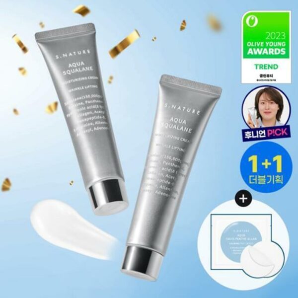 S.NATURE Aqua Squalane Moisturizing Cream 60mL Double Set (+Calming Pad 2P)