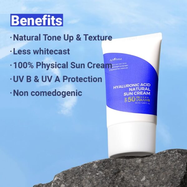 ISNTREE Hyaluronic Acid Natural Sun Cream SPF 50+ PA++++ - Image 4