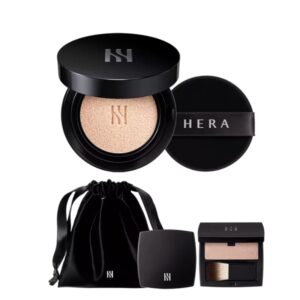 NEW💖 HERA Black Cushion Foundation SPF34 PA++ Special Set [#3 Colors] (+Highlighter+Mirror & Pouch)