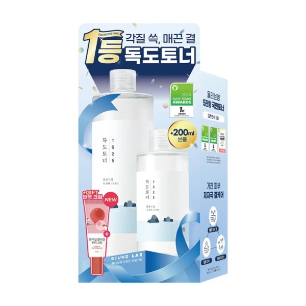 ROUND LAB 1025 Dokdo Toner 500ml+200ml set (+Camellia cream 10ml) - Image 4