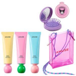 AMUSE Vegan Soybean Handcream [#3 Types] (+Cross Bag+Kuromi MIRROR BRUSH)