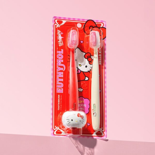 Hello Kitty x EUTHYMOL Whitening Purple Toothbrush 2ea (+Toothbrush Holder)