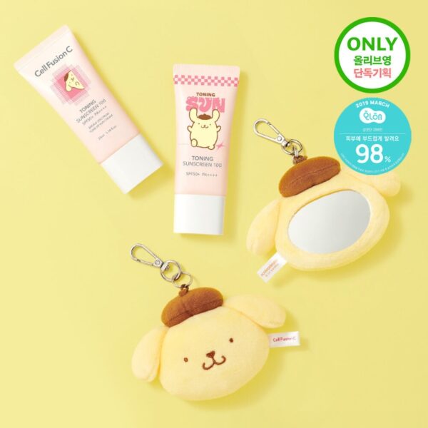 Cell Fusion C Toning Sunscreen 100 Twin Pack SPF50+PA++++ Set (+Pompompurin mirror keychain) - Image 2