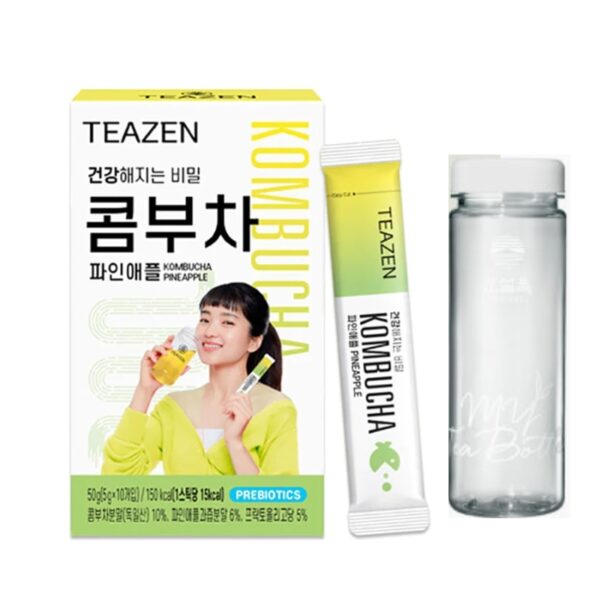 TEAZEN Kombucha Drink Mix #Pineapple [10 Sticks x 3Box] (+OSULLOC Bottle)