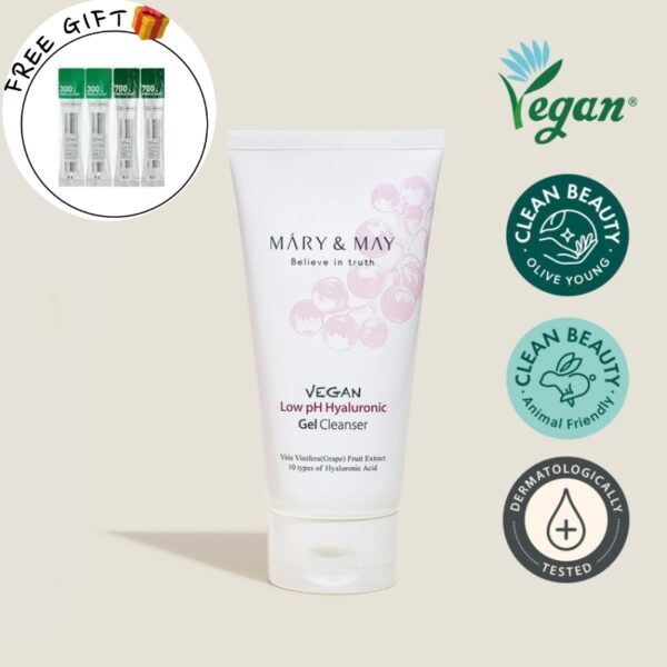 Mary&May Vegan Low pH Hyaluronic Gel Cleanser 150ml (+ VT Cosmetics gift 4 Sticks)