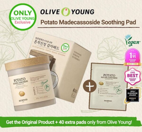 SKINFOOD Potato Madecassoside Soothing Pad 60P (+30P+SukiDoki keyring) - Image 6