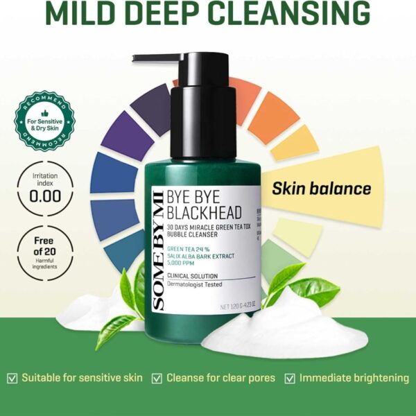 NEW💖 SOME BY MI Bye Bye Blackhead 30 Days Miracle Green Tea Tox Bubble Cleanser - Image 5