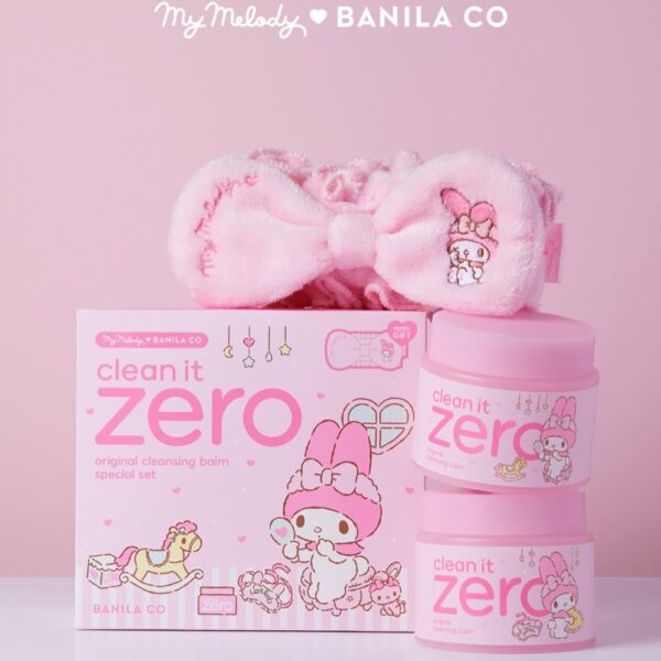 My Melody x Banila co Clean It Zero Cleansing Balm Original 180ml Duo Set (+Band+Pouch +Sticker+Travel Kit) - Image 3