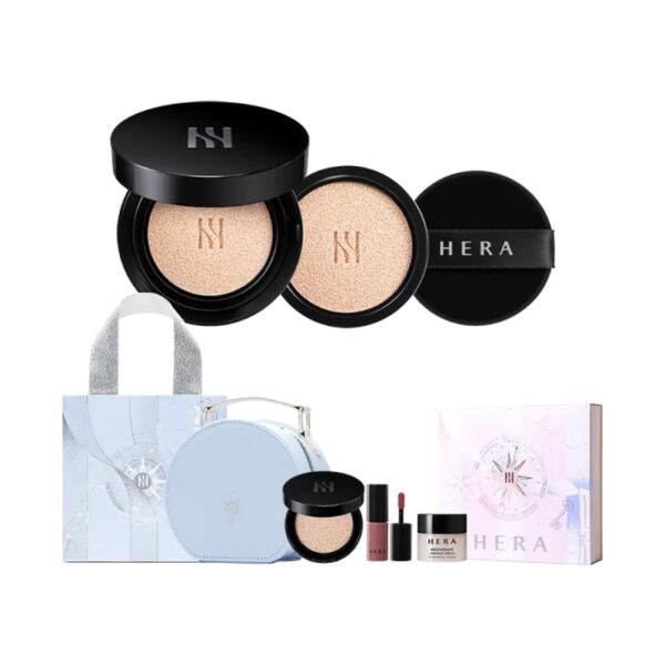 NEW💖 HERA Black Cushion Foundation SPF34 PA++ [#4 Colors] (+Refill +Dreamscape Voyage Round Bag+Bag+Collection 3 Kit)