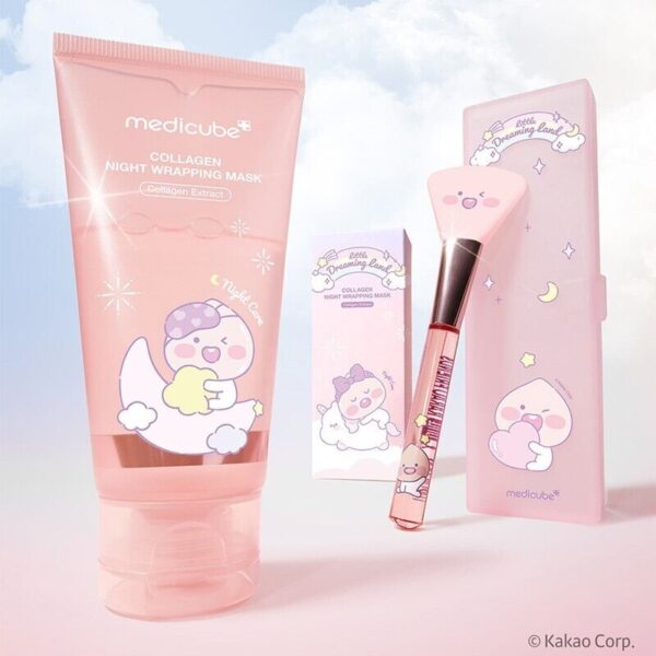 Little Apeach x Medicube Collagen Night Wrapping mask (+Brush+case)