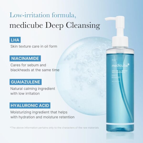 MEDICUBE Zero Pore Blackhead Deep Cleansing Oil 205ml - Image 2