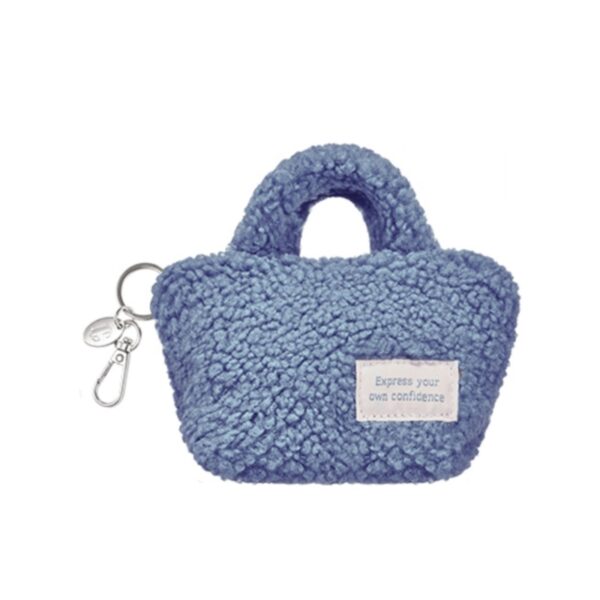 Clio Fur Mini Pouch Keyring Blue