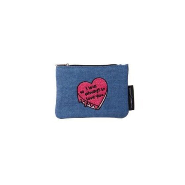 KISS ME heart cake denim pouch