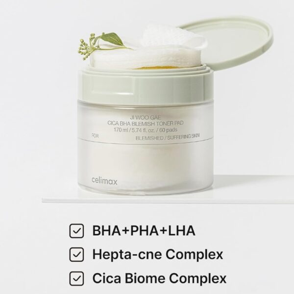 Celimax Ji Woo Gae Cica BHA Blemish Toner Pad - Image 2