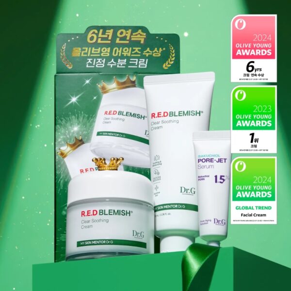 Dr.G Red Blemish Clear Soothing Cream 70mL Set (+70ml Tube + Pore Jet Serum 10ml)