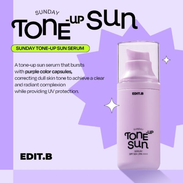 EDIT.B Sunday Tone Up Sun Serum 55ml SPF50+ PA++++55ml - Image 4