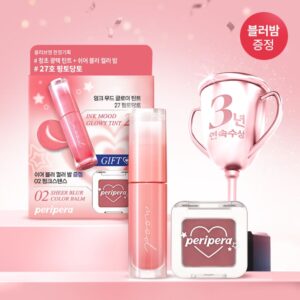 Peripera Ink Mood Glowy Tint Set [#27 Joking Pink] (+Sheer blur color balm 02)