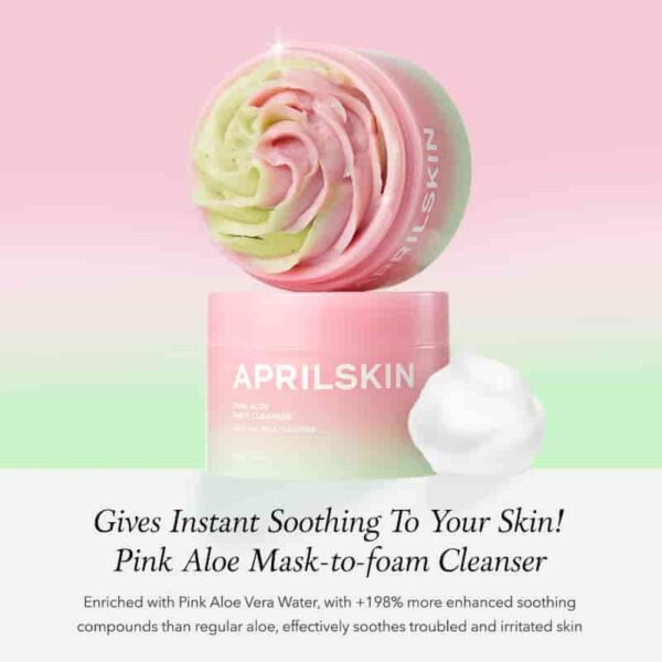 April Skin Pink Aloe Pack Cleanser 120g(+sponge) - Image 2