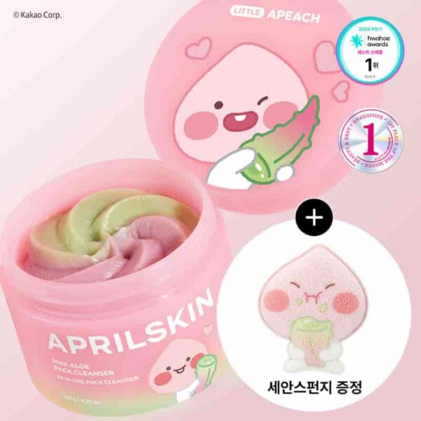 April Skin Pink Aloe Pack Cleanser 120g(+sponge)