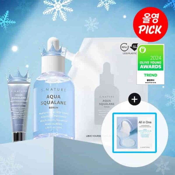 S.NATURE Aqua Squalane Serum 50ml Set (+Refill 50ml+Moisture Cream 10ml+Pad 2P)