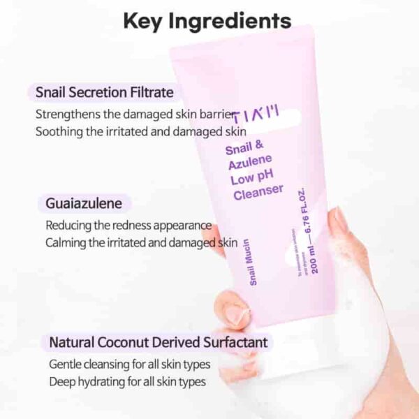 TIAM Snail & Azulene Low Ph Cleanser 200ml - Image 4