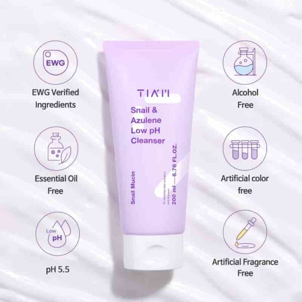 TIAM Snail & Azulene Low Ph Cleanser 200ml - Image 3