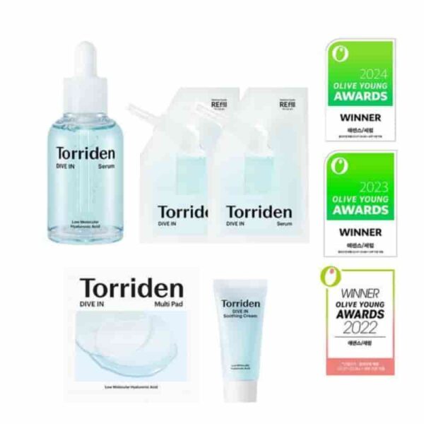 Torriden Dive In Low Molecular Hyaluronic Acid Serum 150ml Set (+Cream 20ml+Toner 10pads) - Image 2