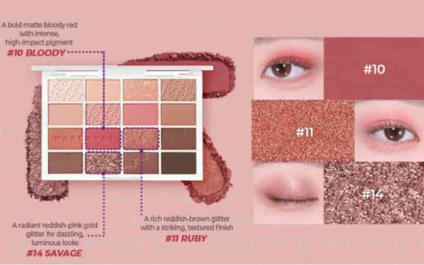 Wakemake Soft Blurring Eye Palette [#24 Bloody Game Blurring] (+Bloody Rose Bomb) - Image 4