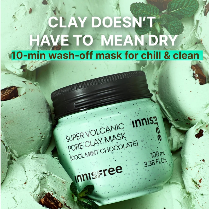INNISFREE Super Volcanic Pore Clay Mask Cool Minit chocolate - Image 4