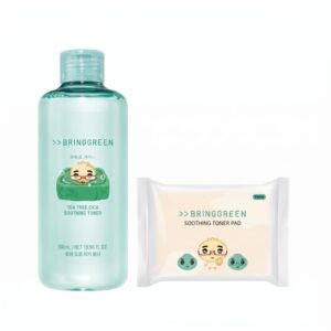 BRINGGREEN Tea Tree Cica Soothing Toner 500ml Set (+Angyeong Mandu Face Towel)