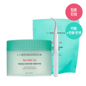 BRINGGREEN Tea Tree Cica Trouble Soothing Toner Pad 90P Refill Set (+Dedicated tweezers)