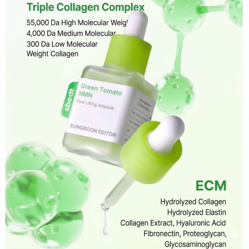 SUNGBOON EDITOR Green Tomato NMN Pore Lifting Ampoule (Single/ Set) - Image 4