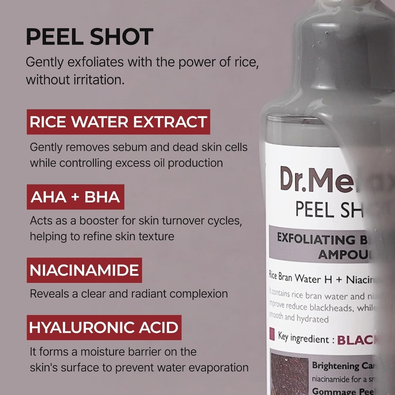 Dr.Melaxin Peel Shot Exfoliant Black Rice Ampoule - Image 3