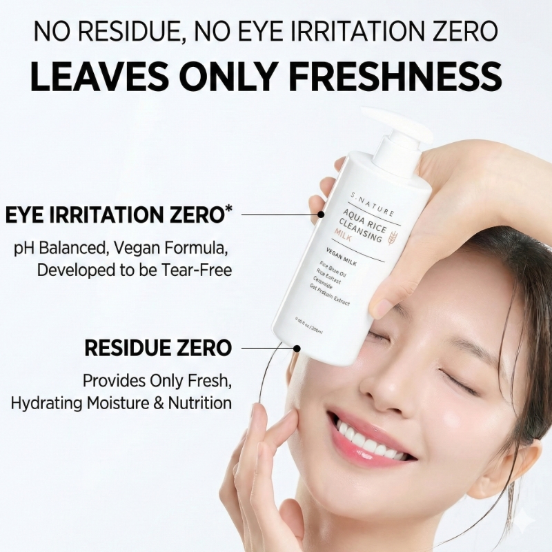 Valen x S.NATURE Aqua Rice Cleansing Milk Set (+Refill +Dual Pore Brush) - Image 6