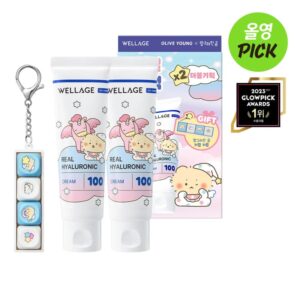 mangomee x WELLAGE Real Hyaluronic 100 Cream 50ml Double Pack (+Keycap keyring)