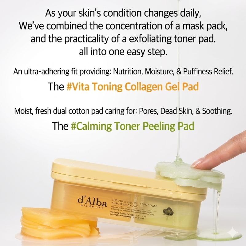 d'Alba Double Quick Lipsome Serum Mask Pad 100pads - Image 6